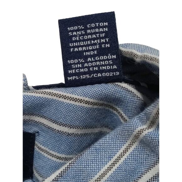 Chaps Shirt XL Ralph Lauren Button Up Long Sleeve Blue Striped Preppy Cotton EUC - Picture 5 of 7